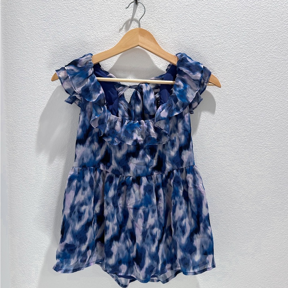 Banana Republic Blue Tiered Floral Top